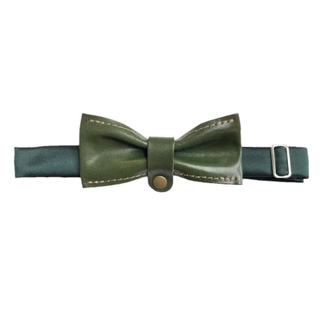 ★新品★ MADE IN JAPAN製 Aging 栃木レザー使用 ハンドメイド本革レザー蝶ネクタイ グリーン