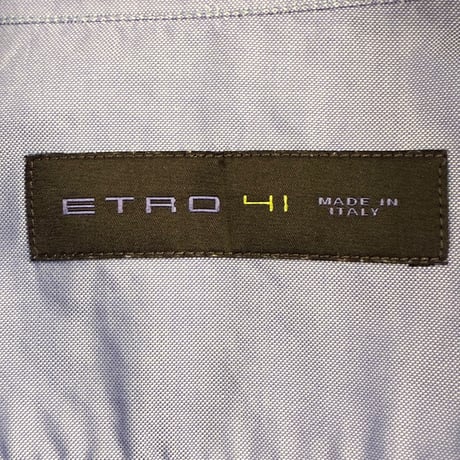 MADE IN ITALY製 ETRO 長袖シャンブレーボタンダウンシャツ パープルブルー 41サイズ