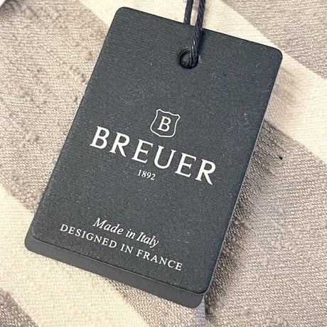 ☆タグ付き新古品☆ MADE IN ITALY製 BREUER for SHIPS HANDMADE レジメンタルストライプ柄シルクネクタイ グレー×ホワイト