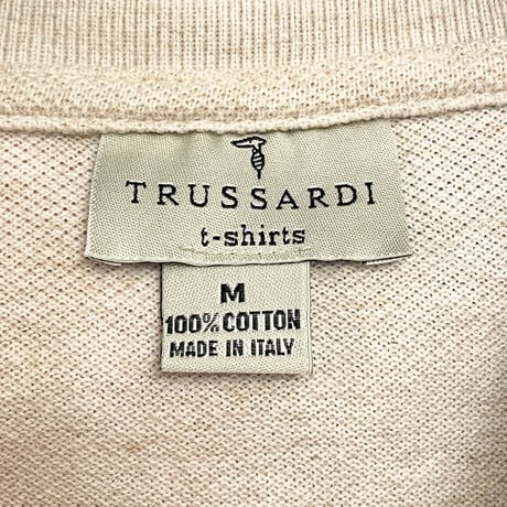 MADE IN ITALY製 TRUSSARDI t-shirts 長袖鹿の子ポロシャツ ベージュ Mサイズ