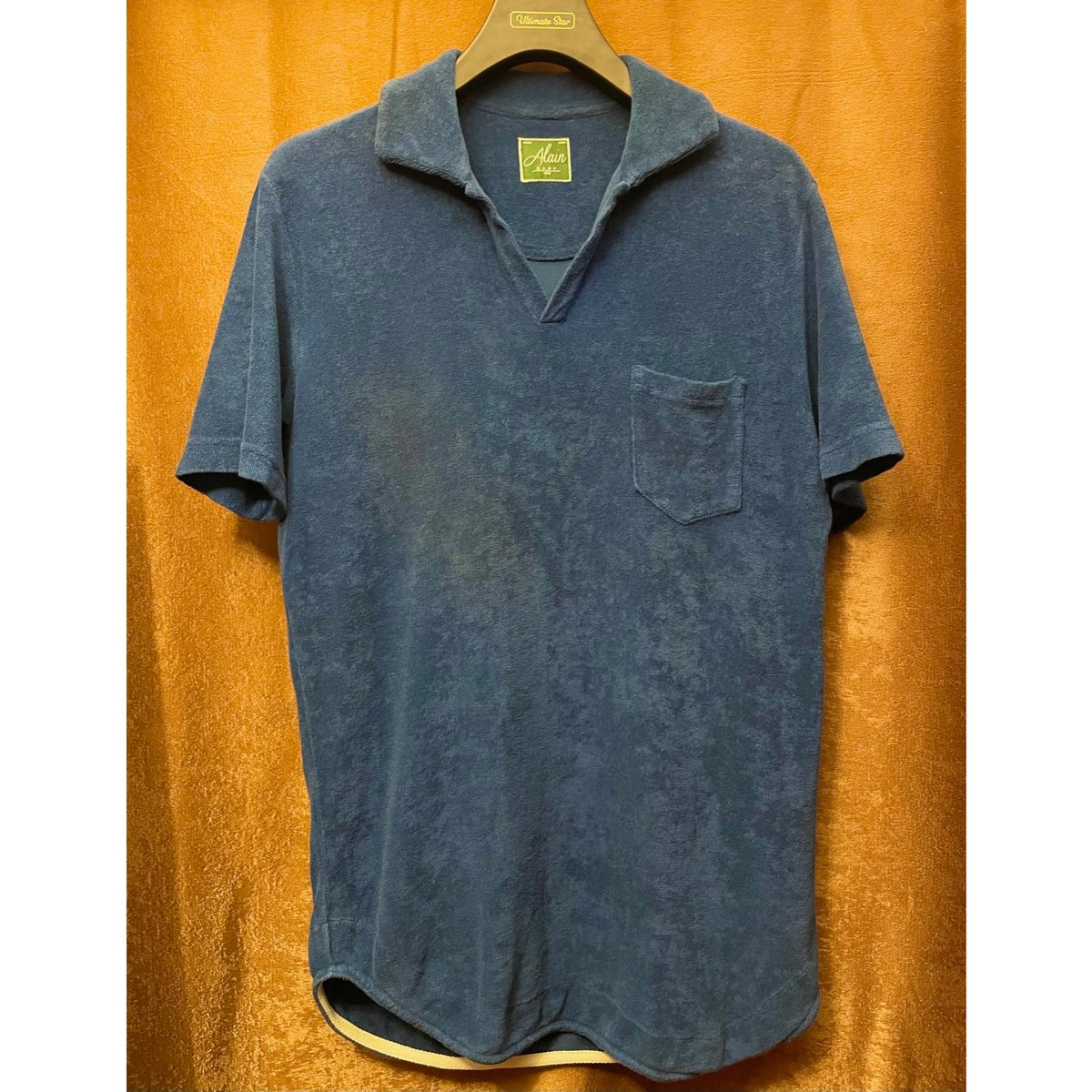 LARDINI【パイル地 ブートニエール 美品】半袖 ポロシャツ L位 ボルドー LARDINI【パイル地 ブートニエール 美品】半袖 ポロシャツ L位