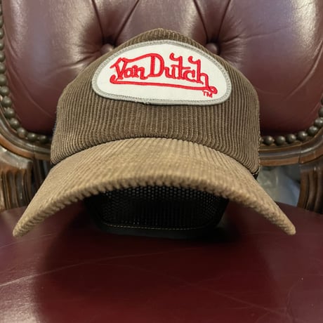 Von Dutch コーデュロイメッシュスナップバックキャップ ブラウン×ブラック Fサイズ