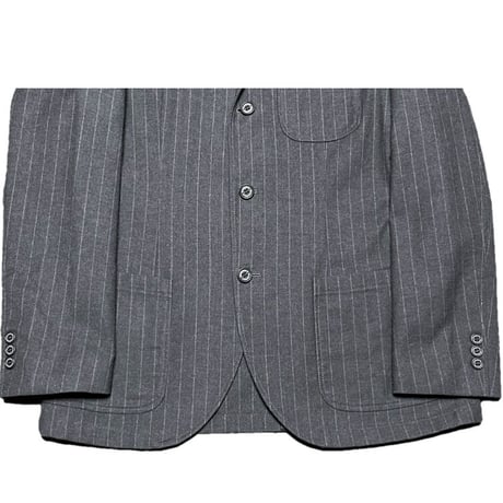 Traditional Weatherwear ストライプ柄コットンウールテーラードジャケット チャコールグレー 38サイズ
