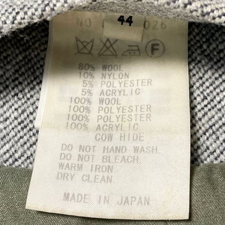MADE IN JAPAN製 FACTOTUM homme 袖切り替え中綿ダッフルコート グレー×イエロー 44サイズ