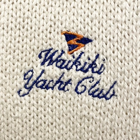 MADE IN USA製 90s ALPS Waikiki Yacht Club フルジップカーディガン ホワイト Mサイズ
