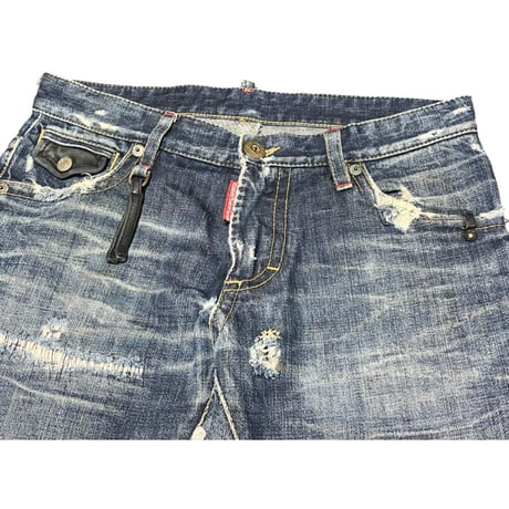MADE IN ITALY製 DSQUARED2 ダメージ加工デニムパンツ インディゴ 46サイズ