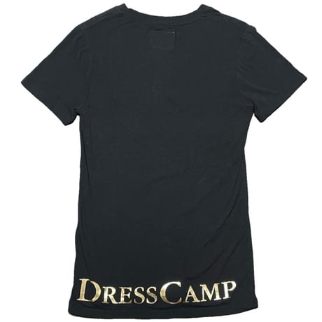 DRESSCAMP 半袖VネックロゴプリントTシャツ ブラック Mサイズ