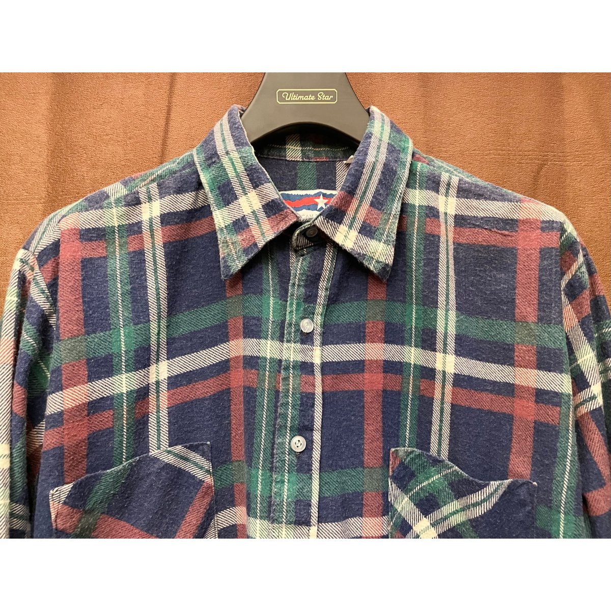 MADE IN USA製 80s~90s AMERICAN EDITION 長袖チェック柄フラ MADE IN USA製 80s~90s AMERICAN EDITION 長袖チェック柄フラ