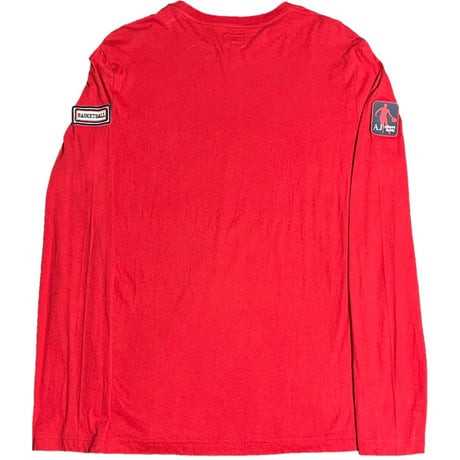 ARMANI JEANS 長袖プリントTシャツ レッド XLサイズ