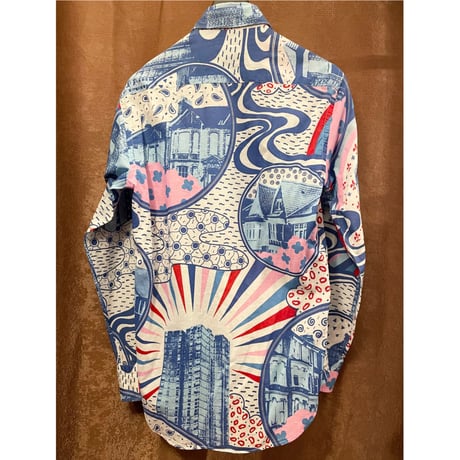 MADE IN ITALY製 Brilla per il gusto × C.I.T. spa 長袖総柄シャツ マルチカラー Sサイズ