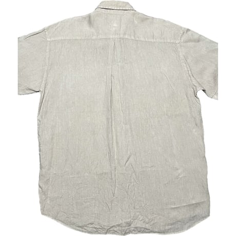 MADE IN ITALY製 120% lino ボタンダウン半袖リネンシャツ ベージュ Lサイズ