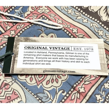 ☆タグ付き新古品☆ MADE IN USA製 GITMAN BROS 40th Anniversaryモデル エレファントバティック柄半袖ボタンダウンシャツ マルチカラー Lサイズ