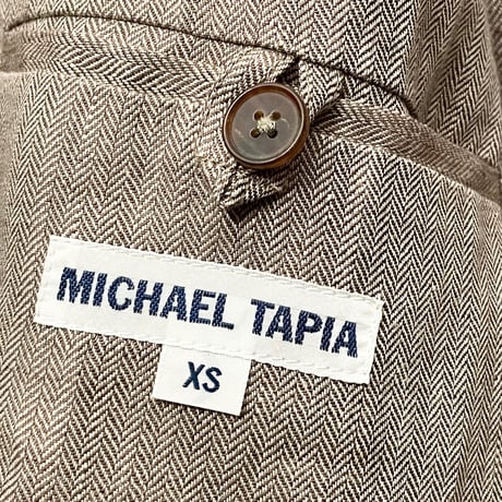 ▲訳あり商品▲ MADE IN POLAND製 MICHAEL TAPIA リネンテーラードジャケット ブラウン XSサイズ