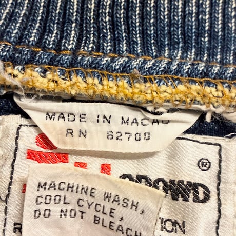 MADE IN MACAO製 80s~90s IN CROWD by Celebration ラムレザーコンビ デニムジャケット インディゴ×ブラウン Lサイズ