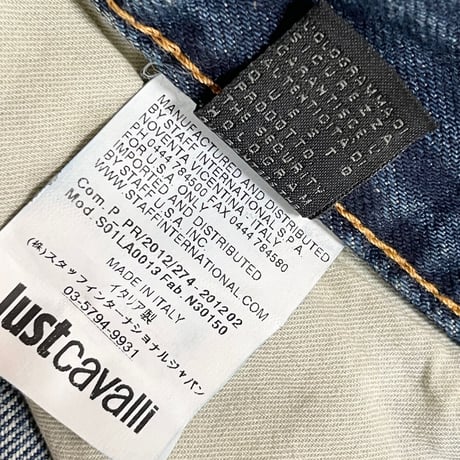 ☆タグ付き新古品☆ MADE IN ITALY製 Just Cavalli スタッズ付きダメージ加工デニムパンツ インディゴ W40サイズ