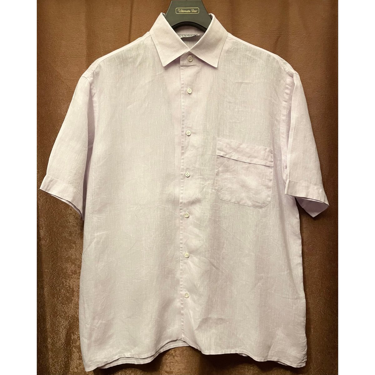 MADE IN ITALY製 BARNEYS NEWYORK 半袖リネンシャツ パープル Mサ