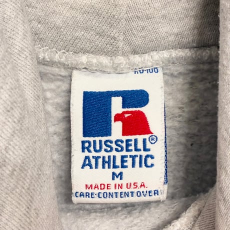 希少 MADE IN USA製 90s RUSSELL ATHLETIC × NFL PRO LINE CLEVELAND BROWNS 刺繡入り プルオーバーパーカー ライトグレー Mサイズ