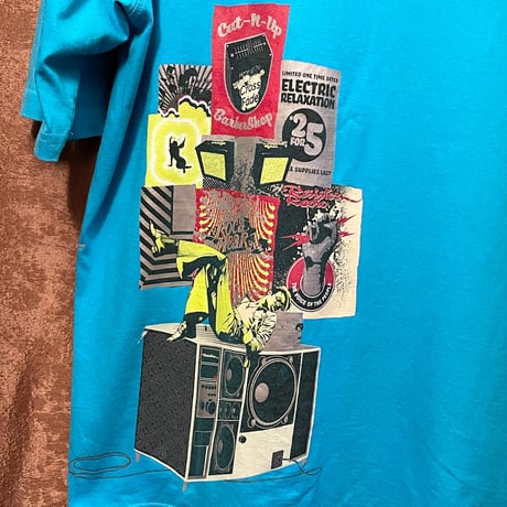 MADE IN MEXICO製 ROCAWEAR プリントTシャツ ターコイズブルー Lサイズ