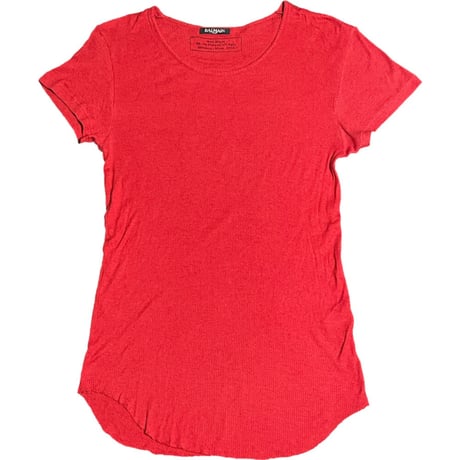 MADE IN ITALY製 BALMAIN クルーネック半袖Tシャツ レッド Sサイズ