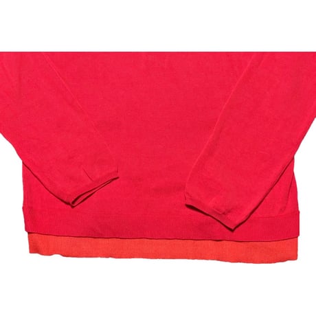 Calvin Klein レイヤード仕様Vネックコットンセーター レッド Mサイズ