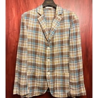【UNITED ARROWS 取り扱い】 MADE IN ITALY製 GUY ROVER PER UNITED ARROWS チェック柄 リネン100 テーラードジャケット マルチカラー Sサイズ