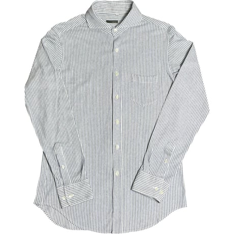 MADE IN JAPAN製 301 TRECHENTOUNO 長袖ニットストライプシャツ ブルー 50サイズ