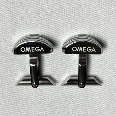 専用BOX付き OMEGA カフリンクス ブラック×シルバー
