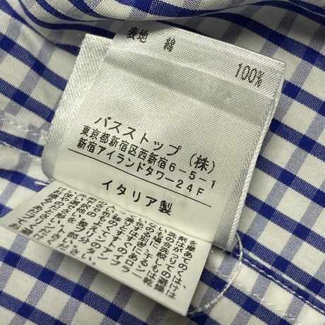 ▲訳あり商品▲ MADE IN ITALY製 ALEXANDER McQUEEN 半袖ギンガムチェックシャツ ブルー 48サイズ