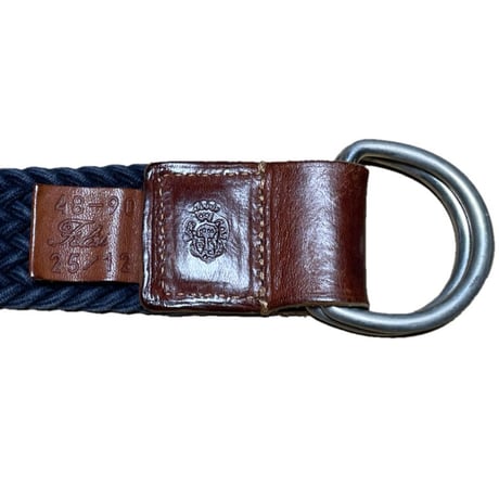 MADE IN ITALY製 Felisi レザー×ニットメッシュベルト ブラウン×ネイビー 48-90サイズ