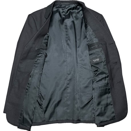 ▲訳あり商品▲ MADE IN JAPAN製 BURBERRY BLACK LABEL 3ピースストライプスーツ チャコールグレー 42L