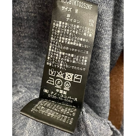 NANO UNIVERSE BELGIAN LINEN Vネックリネンセーター ブルーグレー Mサイズ
