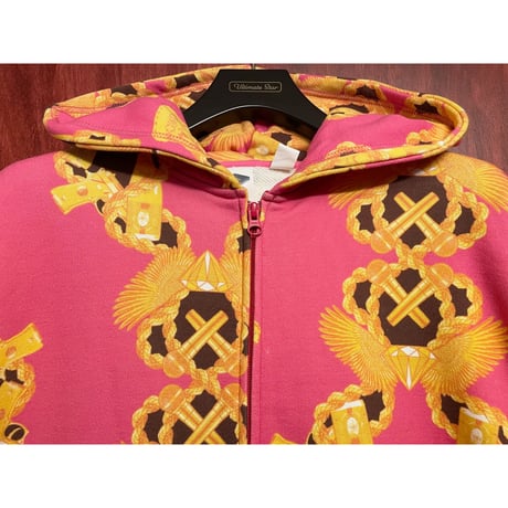 激レア ☆タグ付き新古品☆ MADE IN JAPAN製 PHENOMENON 2007年原宿店オープン記念モデル 24K総柄フルジップパーカー ピンク Lサイズ