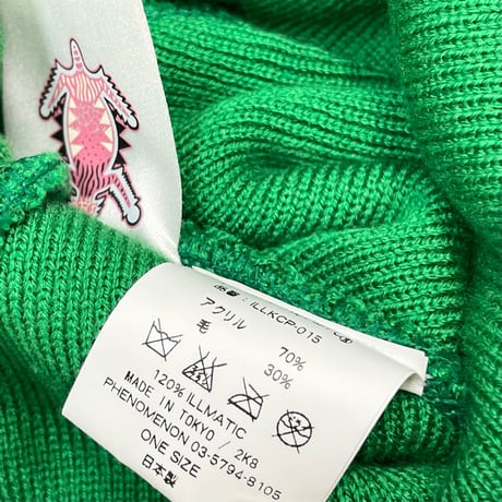 MADE IN JAPAN製 PHENOMENON 2008年モデル 刺繍入りニット帽 グリーン Fサイズ