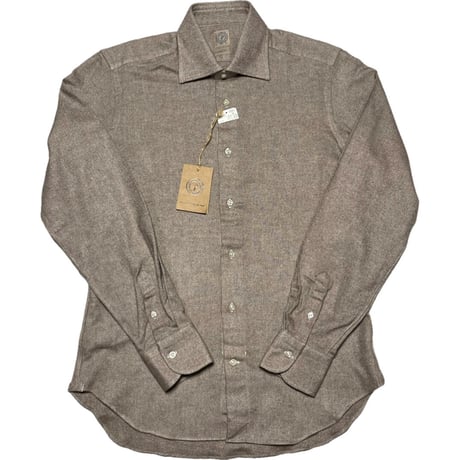 ☆タグ付き新古品☆ MADE IN ITALY製 PIETRO PROVENZALE Slim Fit 長袖コットンシャツ ブラウン Mサイズ