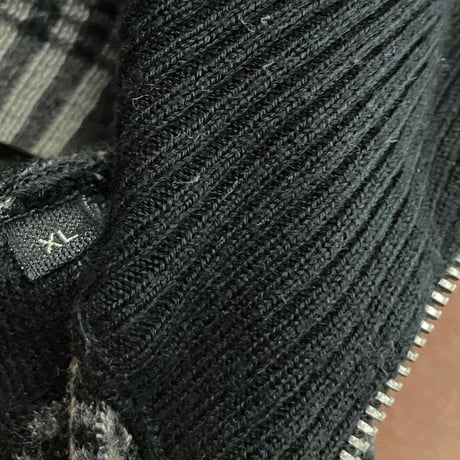 MADE IN ITALY製 GEMMA.H UOMO フルジップコットンカーディガン ブラック×グレー XLサイズ