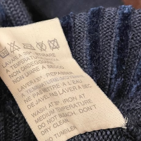 MADE IN ITALY製 L'UOHO DI LINEADUE タートルネックカシミヤ混ニットセーター ネイビー 50サイズ