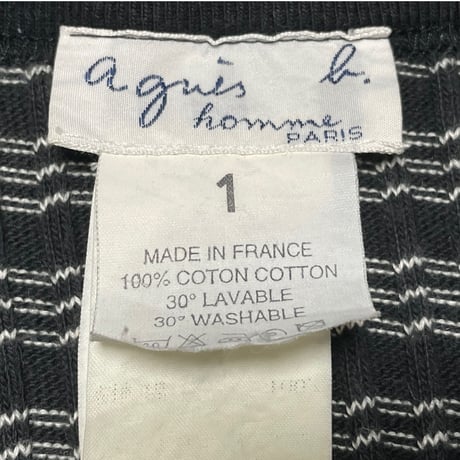 MADE IN FRANCE製 agnès b. homme ボーダー柄タンクトップ ブラック 1/Sサイズ