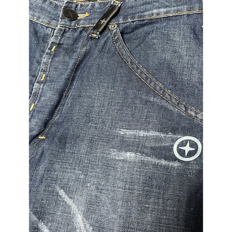 MADE IN ITALY製 STONE ISLAND コットンリネンデニムパンツ インディゴ W30サイズ