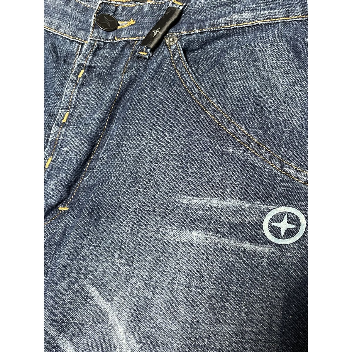 MADE IN ITALY製 STONE ISLAND コットンリネンデニムパンツ インディゴ...