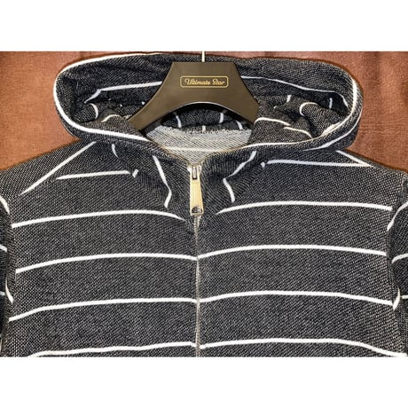 MADE IN USA製 US RAGS ボーダー柄フルジップパーカー ブラック Sサイズ
