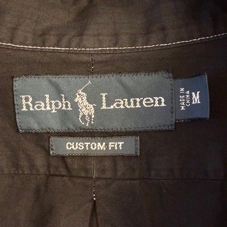 Ralph Lauren CUSTOM FIT シャドーチェック柄 長袖ボタンダウンシャツ ブラック Mサイズ