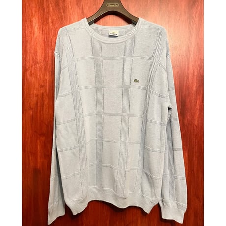 MADE IN JAPAN製 LACOSTE クルーネックコットンリネンセーター ライトブルー 5/Lサイズ
