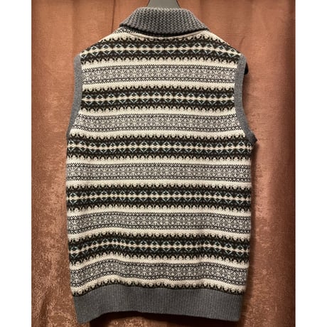 MADE IN ITALY製 altea ショールカラーウールカシミヤベスト マルチカラー Mサイズ
