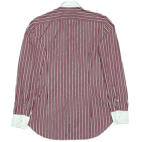 MADE IN ITALY製 ETRO クレリック長袖ストライプシャツ ワイン 39サイズ