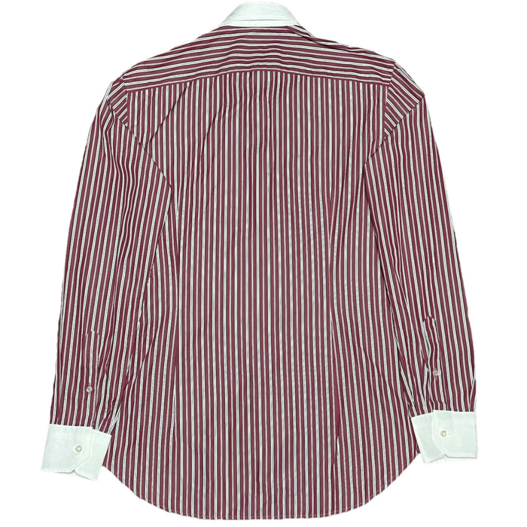 MADE IN ITALY製 ETRO クレリック長袖ストライプシャツ ワイン 39  