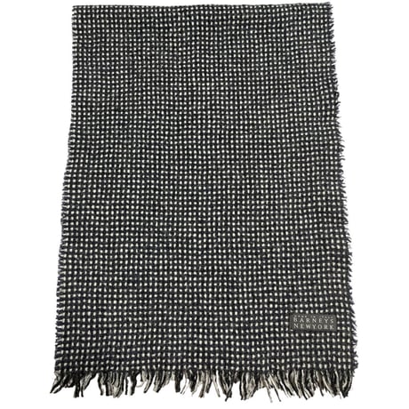MADE IN ITALY製 BARNEYS NEWYORK ヴァージンウールコットンマフラー ネイビー×グレー