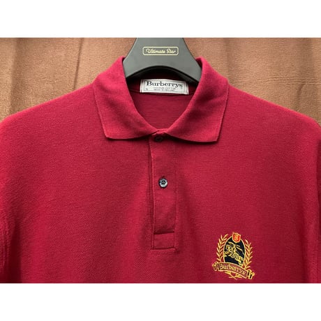 MADE IN ENGLAND製 90s Burberrys 半袖鹿の子ポロシャツ ワイン Sサイズ