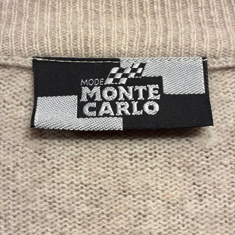 MADE IN ITALY製 MODE MONTE CARLO ウールナイロンカーディガン ベージュ 52サイズ