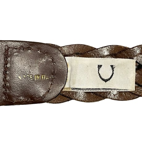 MADE IN ITALY製 Stefano Vernizzi Parma レザー編み込みベルト ブラウン Fサイズ