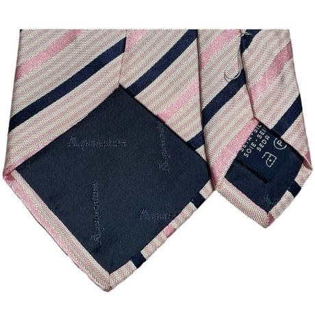 MADE IN ITALY製 Aquascutum レジメンタルストライプ柄ネクタイ ピンク